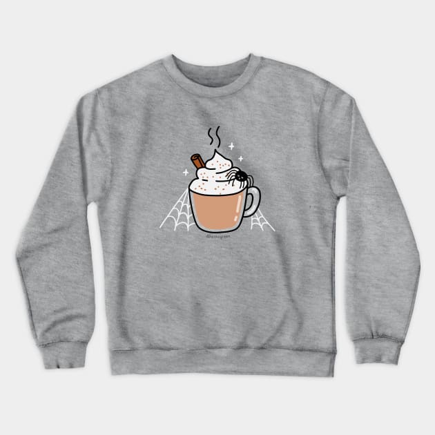 Pumpkin Spider Latte Crewneck Sweatshirt by Ashleigh Green Studios